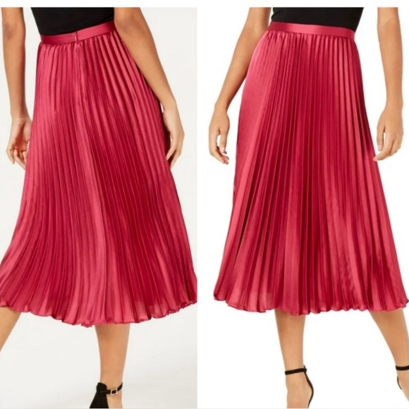 LUCY PARIS L pleated Pink smooth midi polyester woman quiet luxury trendy skirt - Picture 1 of 10